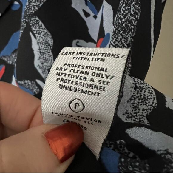 Tanya Taylor Oral Blue Floral Silk One Shoulder Blouse - Picture 7 of 7